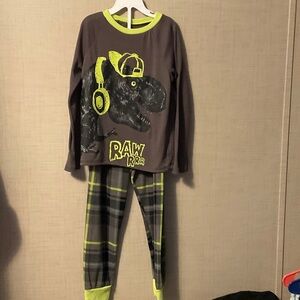 Komar Kids Dinosaur Pajama Set - Dark Gray and Bright Yellow